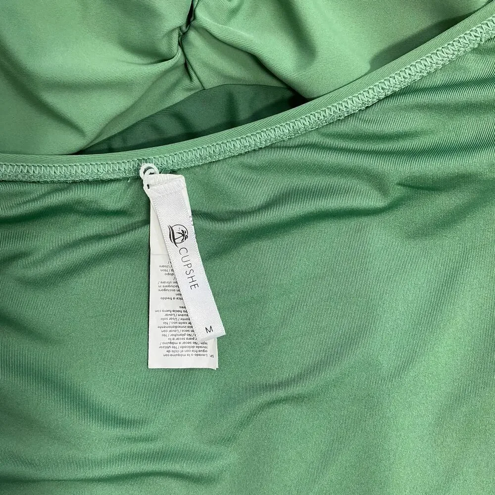 Cupshe Ruched Twist-Front Halter One Piece Swimsuit in Green - Picture 8 of 10